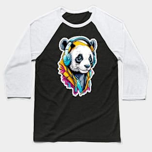 Adorable Panda with Headphones | Music-Loving Panda Baseball T-Shirt